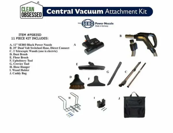 Clean obsessed 35' direct connect central vacuum kit and tools